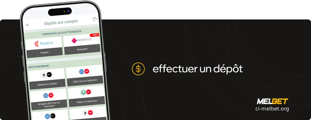 Effectuer un depot Melbet Côte d'Ivoire